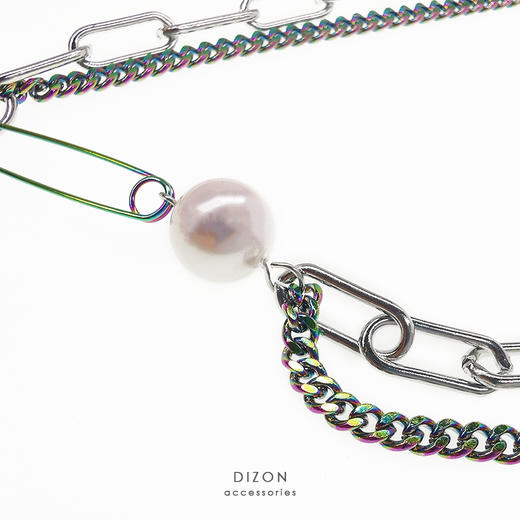 DIZON原创 珍珠项链 潮牌说唱嘻哈小众双层钛钢项链 国潮 商品图2