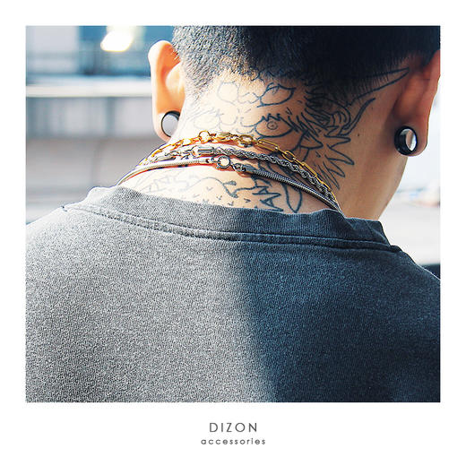 Dizon2019/ss 夏季霸气短项链男 嘻哈多层锁骨链 潮情侣款三件套 商品图1