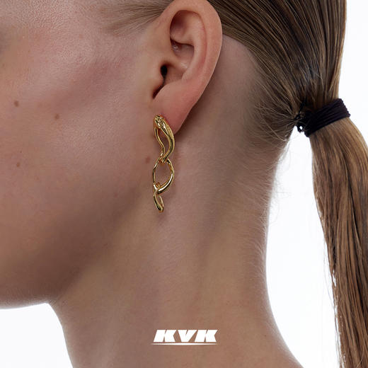 KVK耳环2021年新款潮高级感耳针女冷淡风简约耳饰防过敏时尚耳坠 商品图3