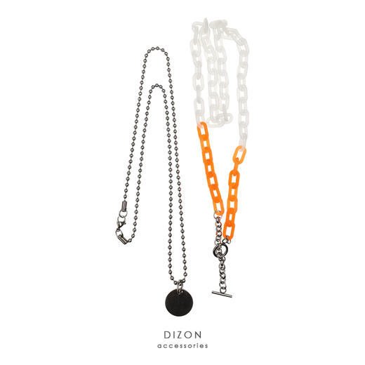 DIZON 夜光香味套装锁骨链男 双层钛钢圆牌项链 哑光锁链香薰链 商品图0