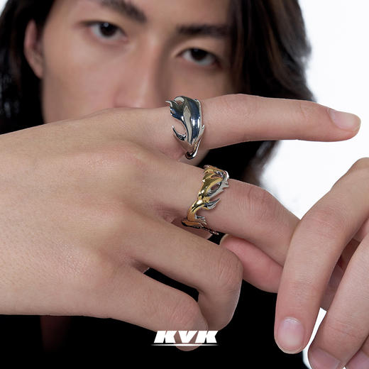 KVK×fourtry 潮流合伙人2 抽象羽毛开口戒指2021新款925银戒指 商品图3