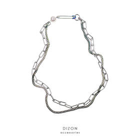 DIZON原创 珍珠项链 潮牌说唱嘻哈小众双层钛钢项链 国潮