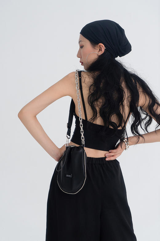 〖HIDDE NN OTES〗原创单肩包 mini链条钢珠抽绳圆弧斜挎手机包 商品图1