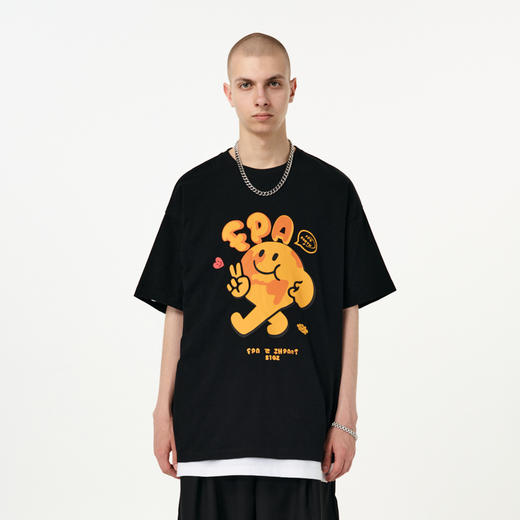 FPA(VENGETICE) 爱心地球印花T恤 国潮宽松休闲嘻哈图案男 商品图0