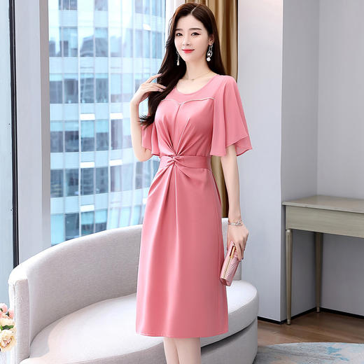 HR  WL22289时尚简约大方气质纯色连衣裙【优】 商品图0