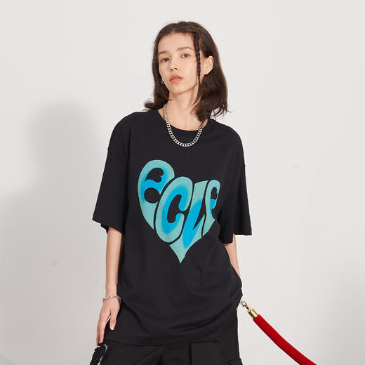 PCLP(PERCLIPS) 爱心LOGO潮流印花短袖男国潮牌纯棉宽松半袖t恤男 商品图2