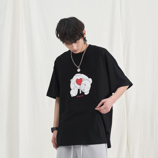 PCLP(PERCLIPS)小熊爱心短袖 国潮牌夏季宽松情侣半袖t恤2021新款 商品图1