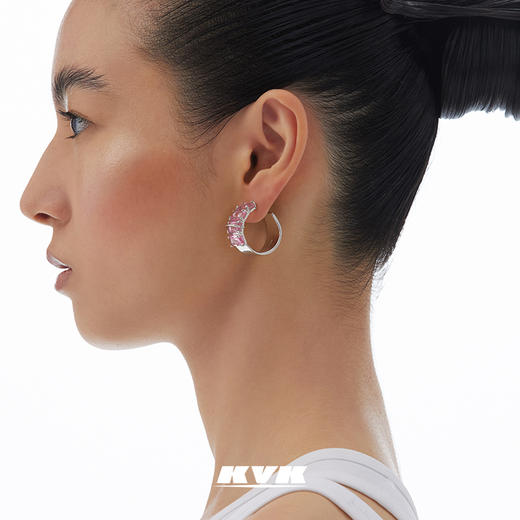 KVK耳环2021年新款桃花潮透明晶体环形耳饰小众设计感情人节礼物 商品图2