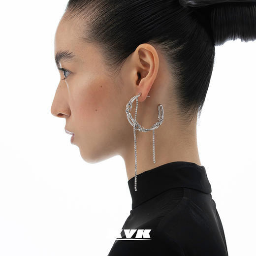 KVK耳环简约个性百搭垂落织线流动耳饰2021新款小众设计耳坠饰品 商品图1