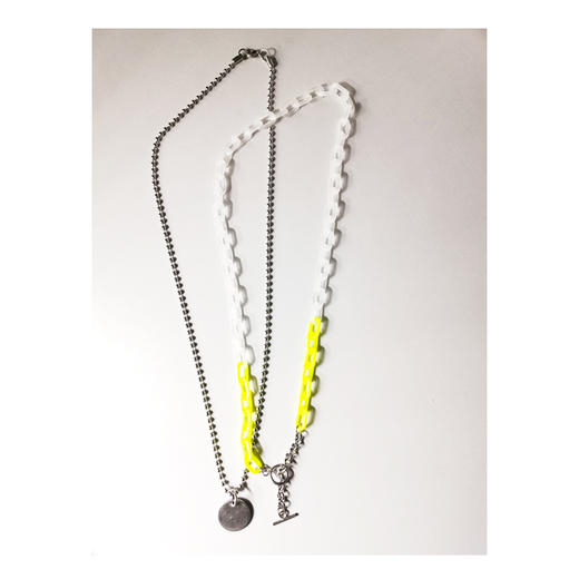 DIZON 夜光香味套装锁骨链男 双层钛钢圆牌项链 哑光锁链香薰链 商品图4