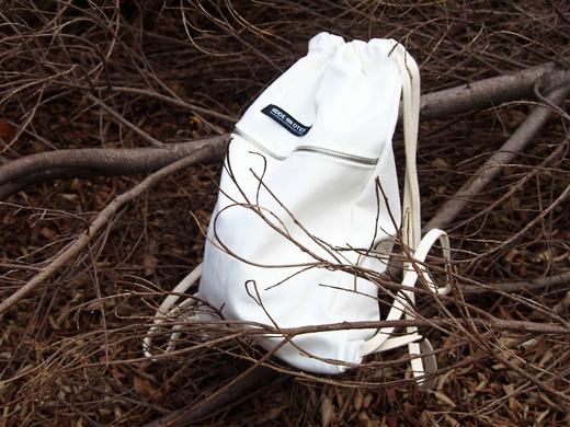 〖HIDDE NN OTES〗原创抽绳包 抽口双肩包学生书包白色帆布抽绳包 商品图0