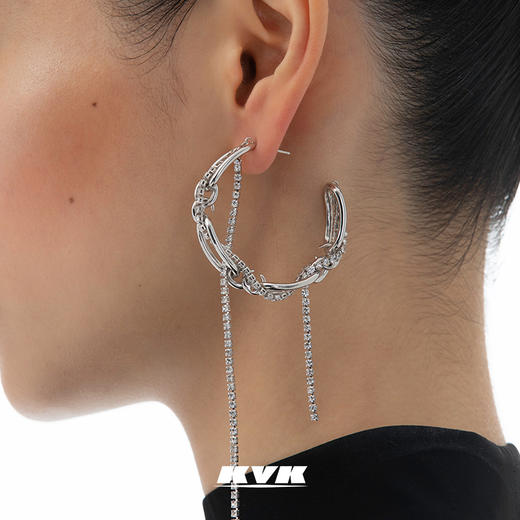 KVK耳环简约个性百搭垂落织线流动耳饰2021新款小众设计耳坠饰品 商品图2