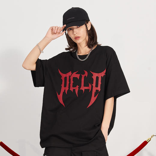 PCLP(PERCLIPS) 刀锋LOGO潮流印花短袖男国潮牌纯棉宽松半袖t恤男 商品图3