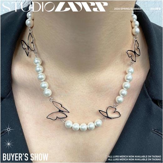 LURS原创设计国潮珍珠蝴蝶相间国潮ins风简约百搭项链男项链女 商品图1
