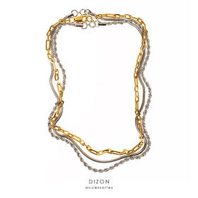 Dizon2019/ss 夏季霸气短项链男 嘻哈多层锁骨链 潮情侣款三件套