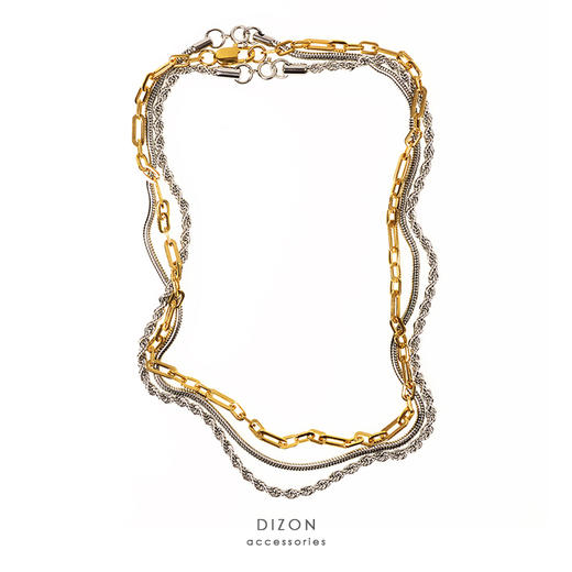 Dizon2019/ss 夏季霸气短项链男 嘻哈多层锁骨链 潮情侣款三件套 商品图0