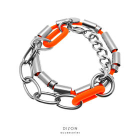 Dizon 原宿风街头锁链链条手链hiphop 多层说唱几何橘色钛钢链条