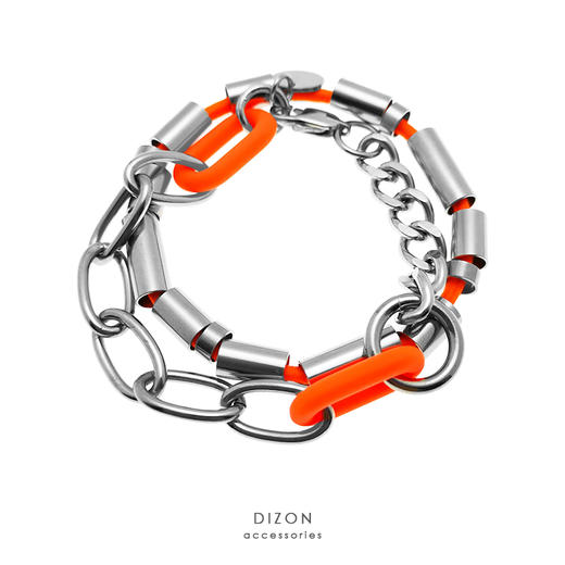 Dizon 原宿风街头锁链链条手链hiphop 多层说唱几何橘色钛钢链条 商品图0