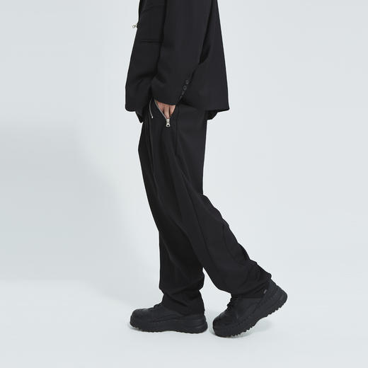 FPA(VENGETICE) 宽松垂感拉链西装裤 春季直筒长裤褶边阔腿休闲裤 商品图2