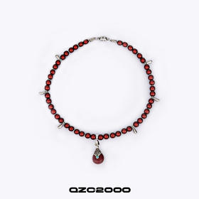 QZC2000 水滴吊坠红色反光梦幻珍珠朋克铆钉吊坠磁铁扣项链男女同