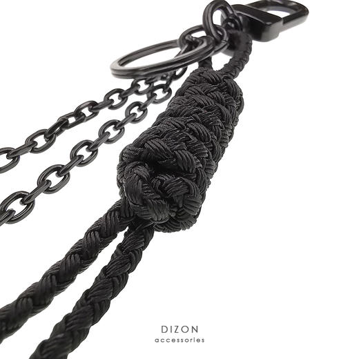 DIZONACC 骰子钥匙扣 黑色锁链式链编织挂饰 男士车匙潮流吊饰链 商品图2