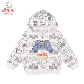 商场同款棉果果春秋季男童小毛圈印花连帽卫衣M312182221438