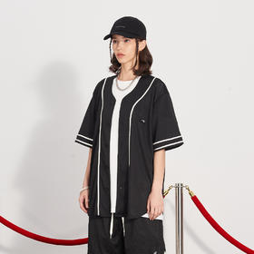 PCLP(PERCLIPS) 刺绣无领短袖衬衫