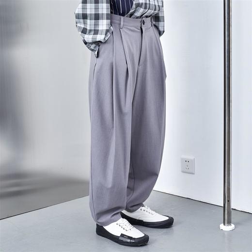 PCLP(PERCLIPS) 打褶垂感西裤 立体剪裁褶皱灯笼裤型宽松西装裤 商品图2