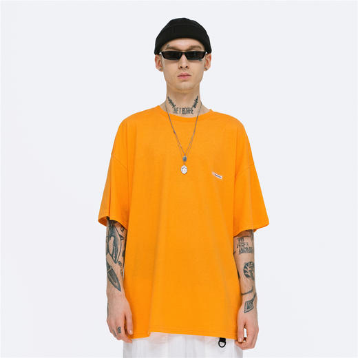 FPA(VENGETICE)嘻哈纯色烫麦标短袖 国潮牌街头滑板男宽松纯棉T恤 商品图0