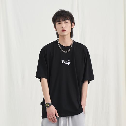 PCLP(PERCLIPS) 夏季圆领短袖t恤男简约百搭国潮牌宽松纯色半袖黑 商品图0