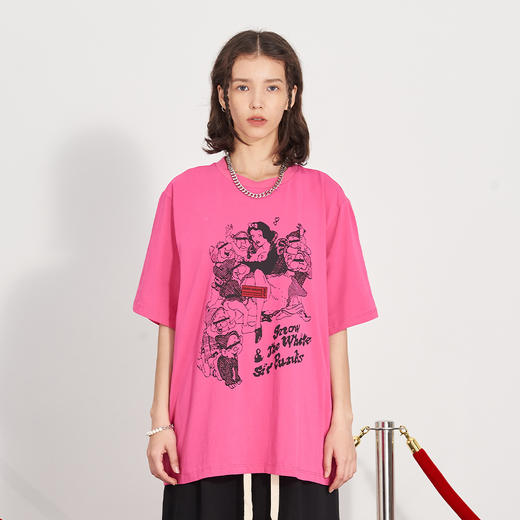 PCLP(PERCLIPS) 白雪公主潮流印花短袖男国潮牌纯棉宽松半袖t恤男 商品图2