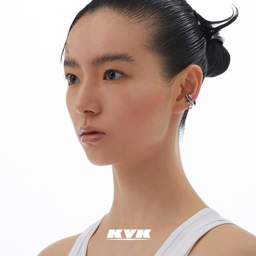KVK2021新款耳环耳夹无耳洞女桃花晶石耳夹小众设计感耳饰女饰品 商品图0