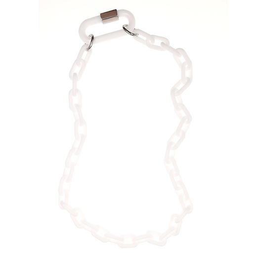 DIZON 纯色夸张项链女 无缝树脂白色项链男  简约锁链式几何个性 商品图4