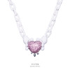 Madebydizon 潮流博主小熊 联名款 满钻粉红米奇爱心项链小众情侣 商品缩略图0