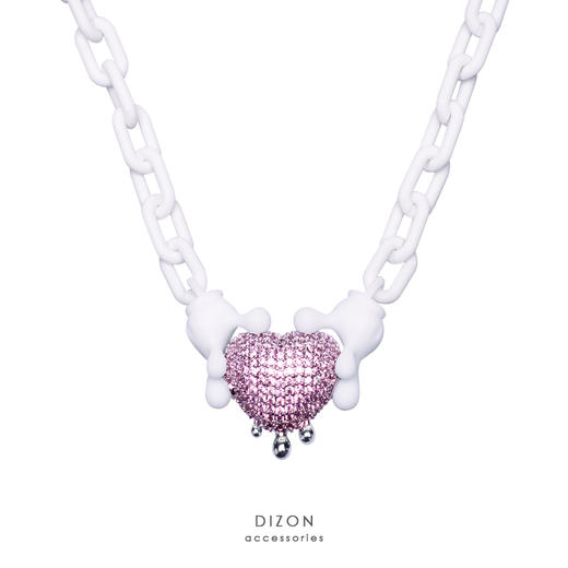 Madebydizon 潮流博主小熊 联名款 满钻粉红米奇爱心项链小众情侣 商品图0