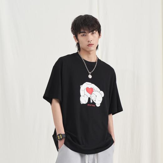 PCLP(PERCLIPS)小熊爱心短袖 国潮牌夏季宽松情侣半袖t恤2021新款 商品图0