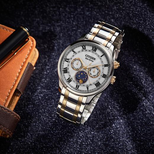 西铁城日本官方正品光动能月相盈亏月份星期日历男表AP1054-80A 商品图5