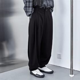 PCLP(PERCLIPS) 打褶垂感西裤 立体剪裁褶皱灯笼裤型宽松西装裤