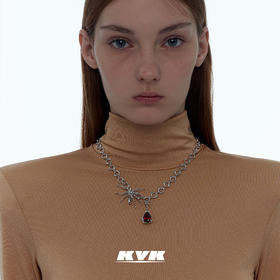 KVK蜘蛛血滴吊坠扭转项链女轻奢小众原创饰品锁骨项链ins冷淡风