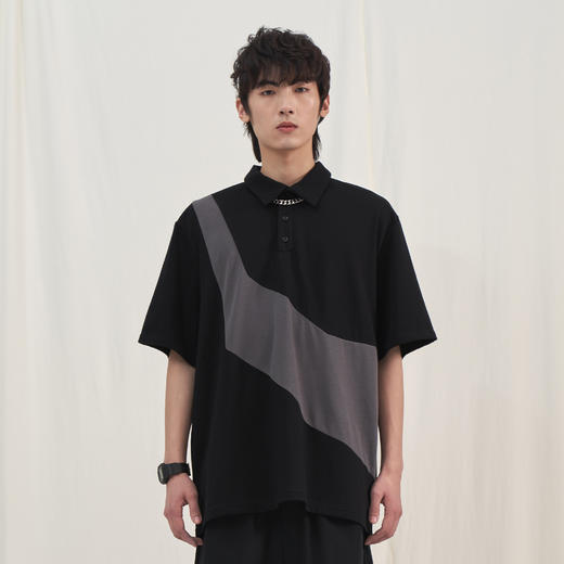 PCLP(PERCLIPS) 拼色短袖POLO衫 国潮牌夏季宽松日系有翻领半袖男 商品图3