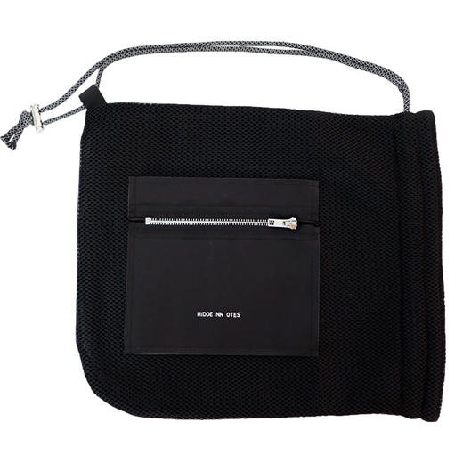 〖HIDDE NN OTES〗原创单肩包 网格抽绳褶皱拼皮运动休闲斜挎包 商品图4