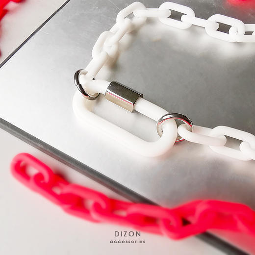 DIZON 纯色夸张项链女 无缝树脂白色项链男  简约锁链式几何个性 商品图2