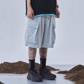 PCLP(PERCLIPS)灰色短裤男潮流夏季国潮牌百搭宽松运动休闲五分裤