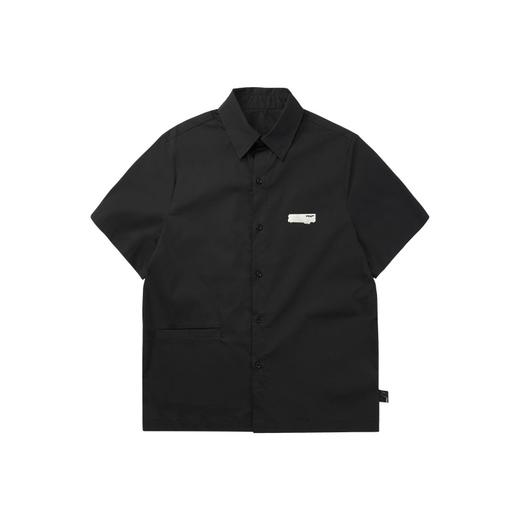 PCLP(PERCLIPS) 烫唛短袖衬衫 国潮牌休闲宽松纯色白色半袖衬衣男 商品图4