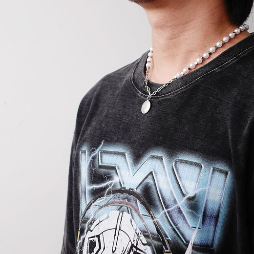 made by dizon 向日葵珍珠项链 潮流叠带搭配衬衣项链 全手术钢 商品图3