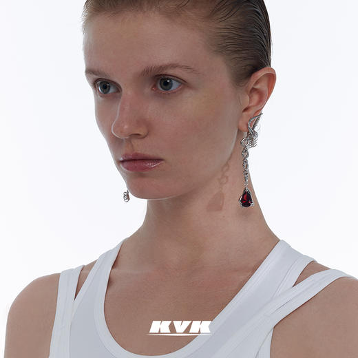 KVK2021年新款潮ins尖锥宝石拼接耳环个性时尚气质轻奢耳钉耳饰女 商品图1