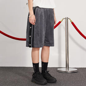 PCLP(PERCLIPS) 丝绒排扣短裤国潮牌潮流百搭宽松休闲运动五分裤