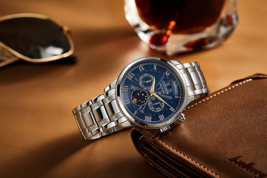 西铁城日本官方正品光动能月相盈亏月份星期日历男表AP1050-81L 商品图6