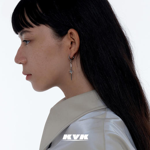 KVK十字架耳环高级感镶钻耳钉轻奢小众设计感简约耳坠耳饰品女潮 商品图2