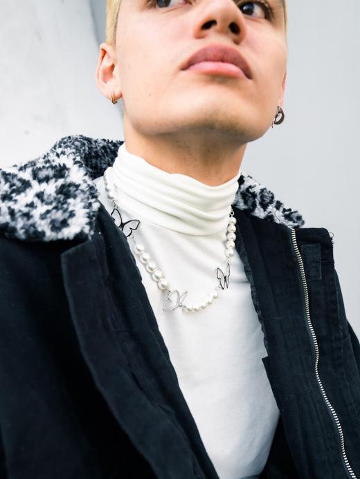 LURS原创设计国潮珍珠蝴蝶相间国潮ins风简约百搭项链男项链女 商品图3